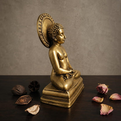 Tamanna Store Mahavir Swami Polyresin Idol, Meditating Jain Figurine, 18 cm - back view