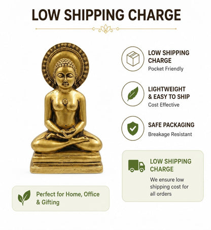 Tamanna Store Mahavir Swami Polyresin Idol, Meditating Jain Figurine, 18 cm - packaging