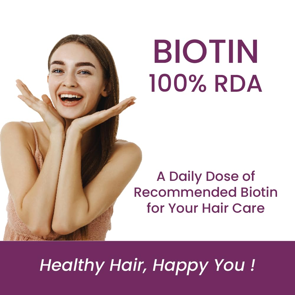 TATA 1MG Biotin + Advanced Vitamin B7 Tablet, 60 Count, Adult Dietary Supplement - back view