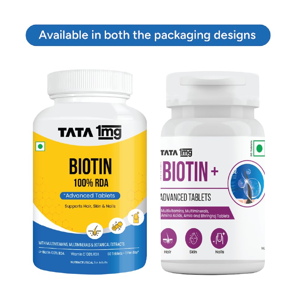 TATA 1MG Biotin + Advanced Vitamin B7 Tablet, 60 Count, Adult Dietary Supplement - ingredients panel
