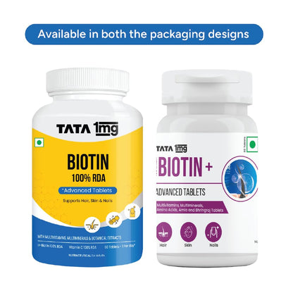 TATA 1MG Biotin + Advanced Vitamin B7 Tablet, 60 Count, Adult Dietary Supplement - ingredients panel