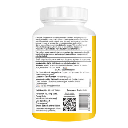 TATA 1MG Chelated Magnesium Plus Tablets, 368 mg Elemental Magnesium with Zinc & Vitamin B6, 60 Tablets, Mineral Supplement -
