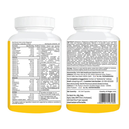 Tata 1mg Daily Multivitamin with 13 Vitamins, 9 Minerals, Probiotics and Botanicals, 60 Capsules - front view