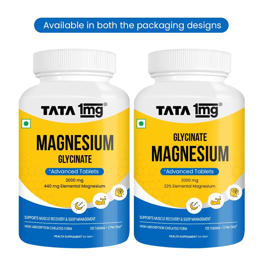 TATA 1MG Magnesium Glycinate Tablets, 2000mg, Chelated Mineral Supplement - size and scale (19)
