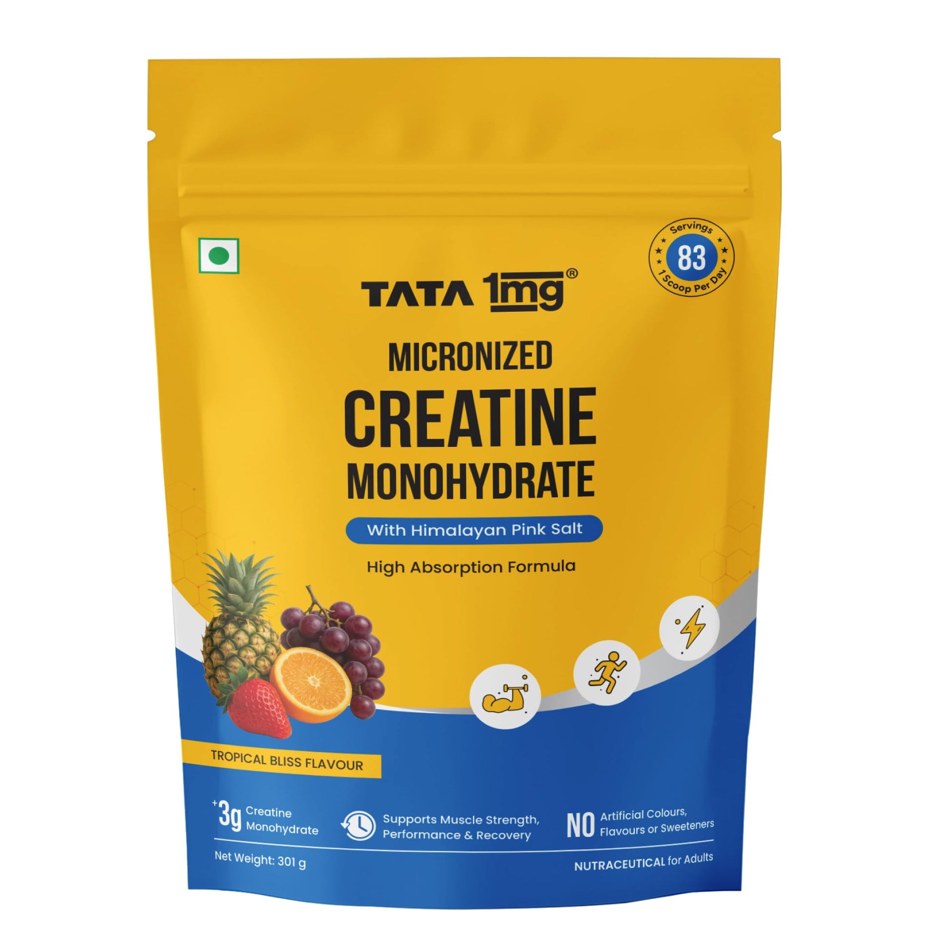 TATA 1MG Micronized Creatine Monohydrate, Nutritional Supplement, Zero Calories, Adult Formula (10)