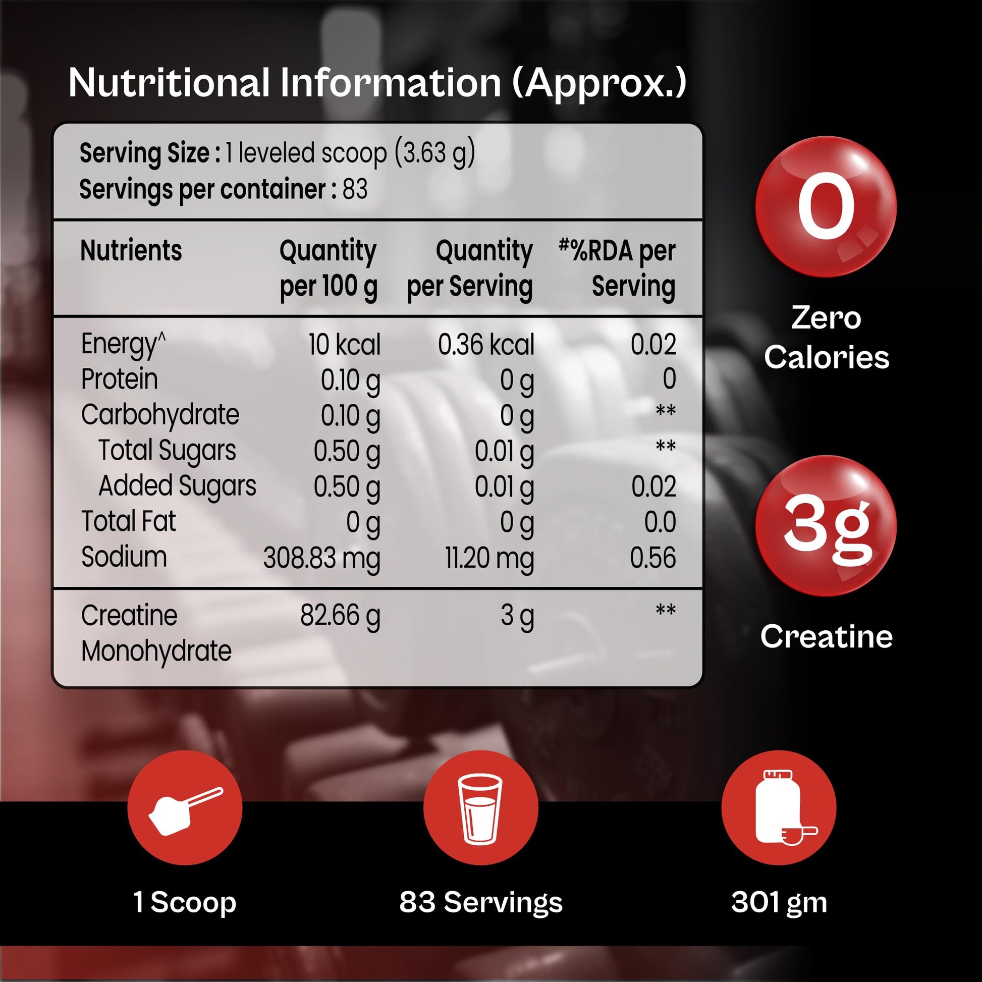 TATA 1MG Micronized Creatine Monohydrate, Nutritional Supplement, Zero Calories, Adult Formula - label detail (14)