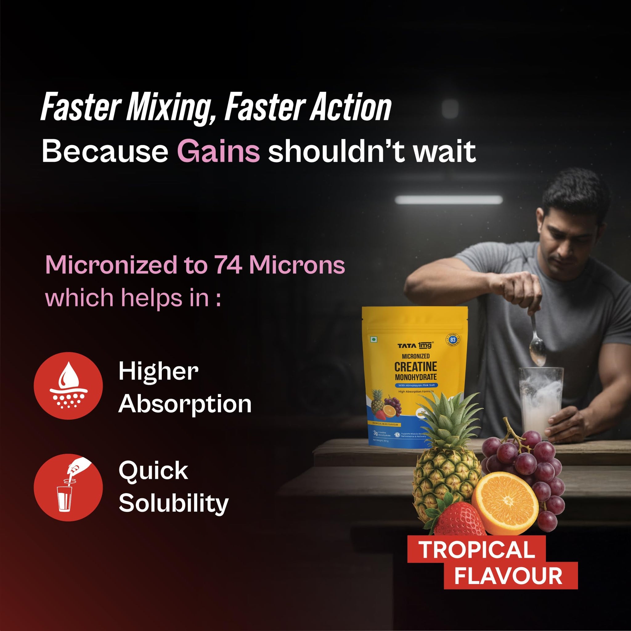TATA 1MG Micronized Creatine Monohydrate, Nutritional Supplement, Zero Calories, Adult Formula - ingredients panel (15)