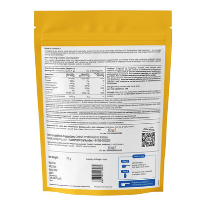 TATA 1MG Micronized Creatine Monohydrate, Nutritional Supplement, Zero Calories, Adult Formula - front view