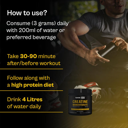 TATA 1MG Micronized Creatine Monohydrate, Nutritional Supplement, Zero Calories, Adult Formula - in use (25)