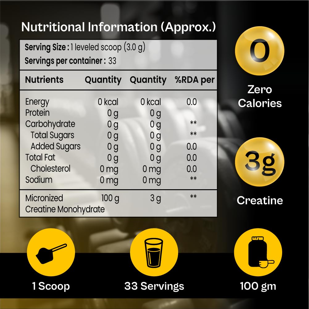 TATA 1MG Micronized Creatine Monohydrate, Nutritional Supplement, Zero Calories, Adult Formula - size and scale (26)