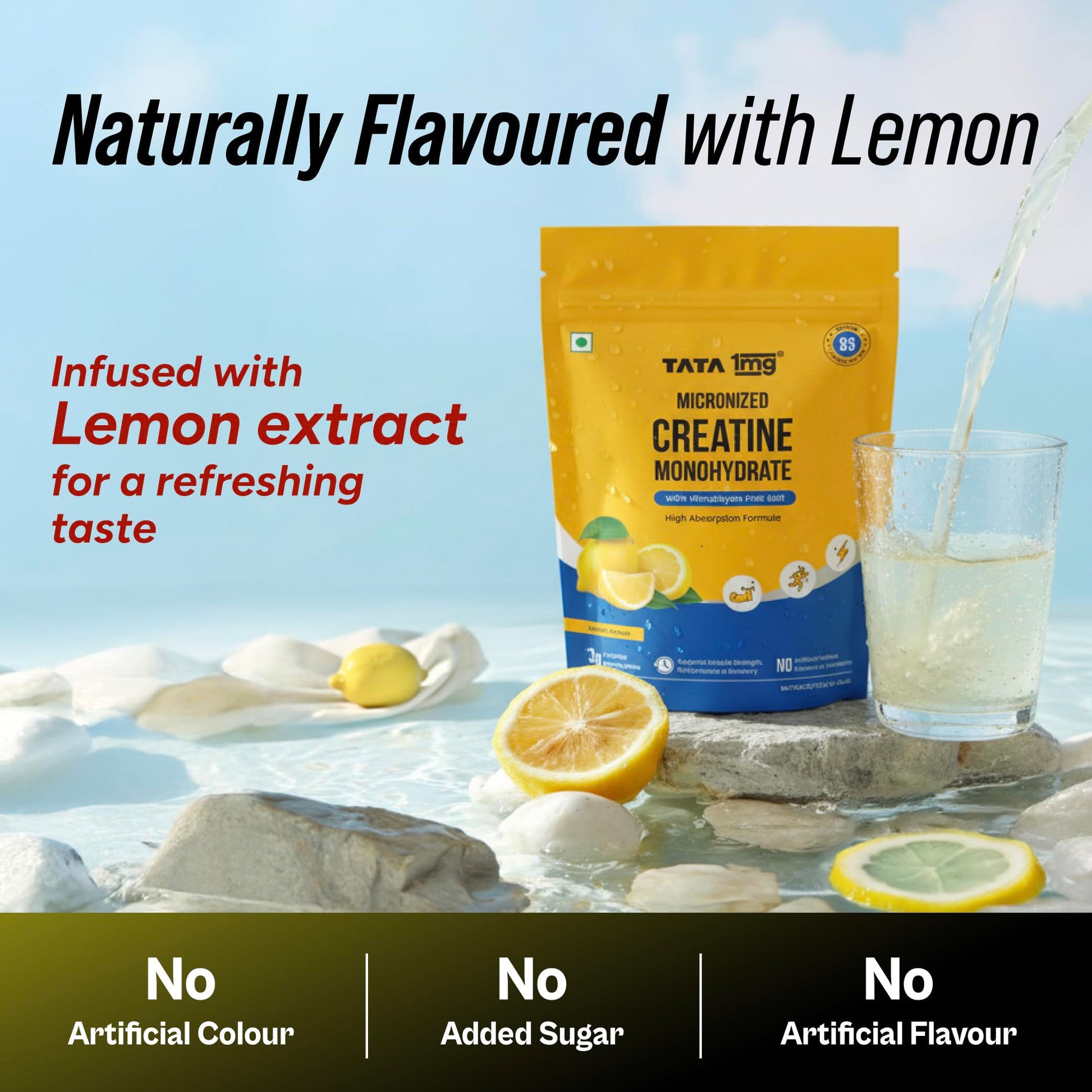 TATA 1MG Micronized Creatine Monohydrate, Nutritional Supplement, Zero Calories, Adult Formula - packaging