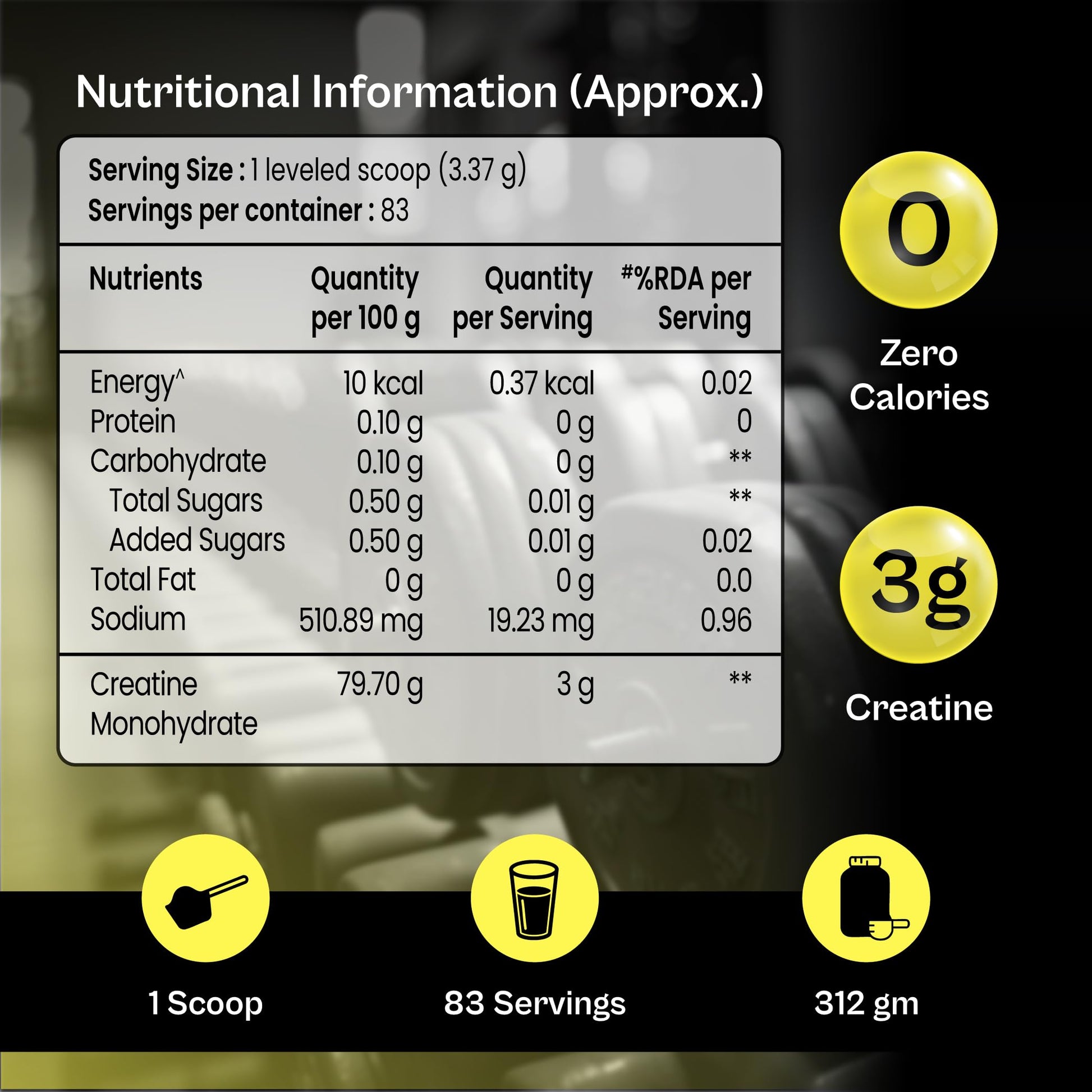 TATA 1MG Micronized Creatine Monohydrate, Nutritional Supplement, Zero Calories, Adult Formula - in use