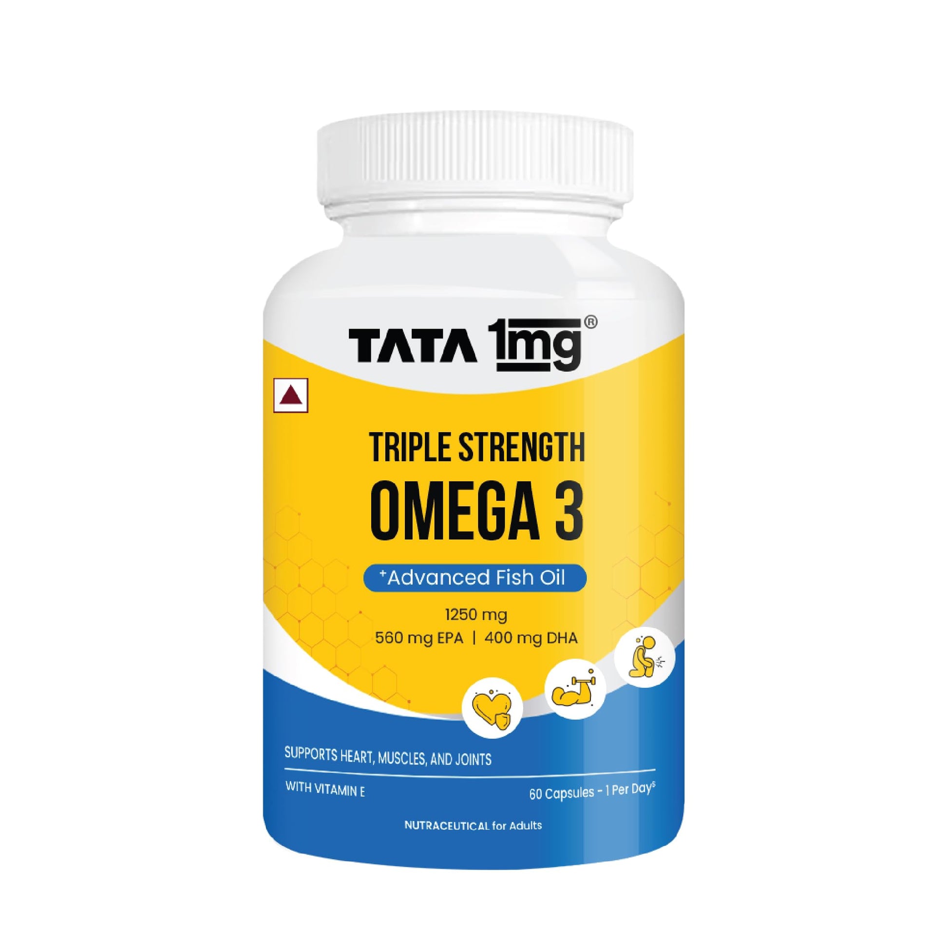 TATA 1MG Omega-3 Fish Oil Supplement, Triglyceride Form with EPA, DHA & Vitamin E (10)