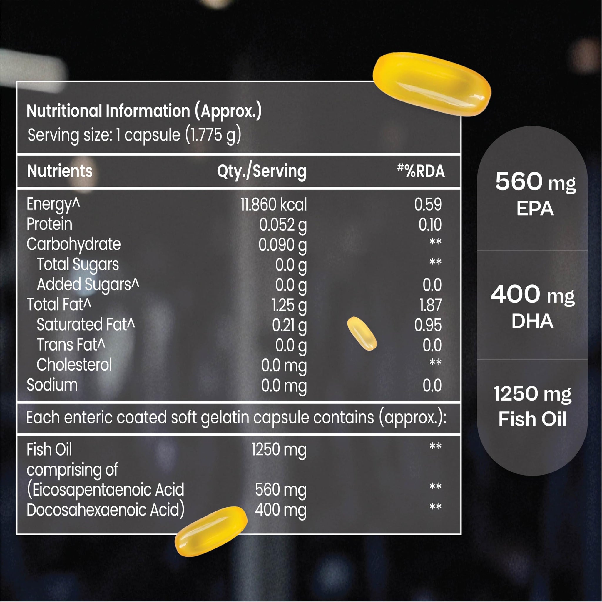 TATA 1MG Omega-3 Fish Oil Supplement, Triglyceride Form with EPA, DHA & Vitamin E - label detail (21)