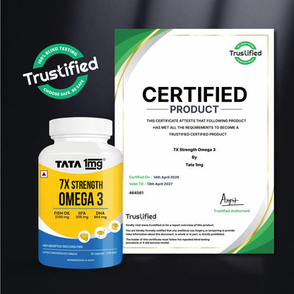 TATA 1MG Omega-3 Fish Oil Supplement, Triglyceride Form with EPA, DHA & Vitamin E - label detail