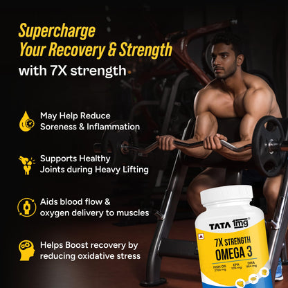 TATA 1MG Omega-3 Fish Oil Supplement, Triglyceride Form with EPA, DHA & Vitamin E - close-up detail
