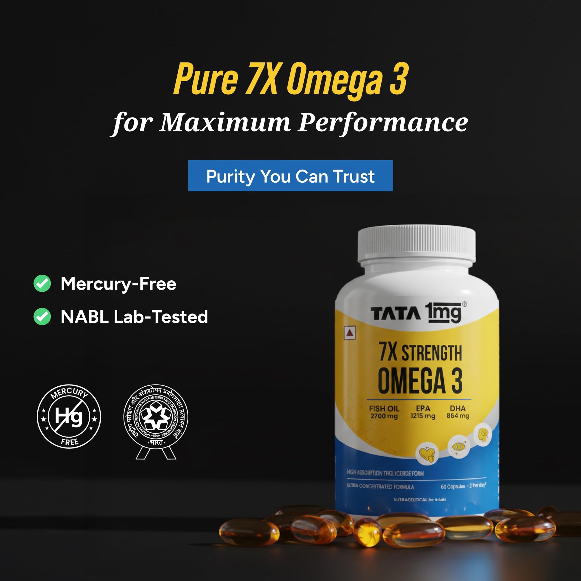 TATA 1MG Omega-3 Fish Oil Supplement, Triglyceride Form with EPA, DHA & Vitamin E - in use