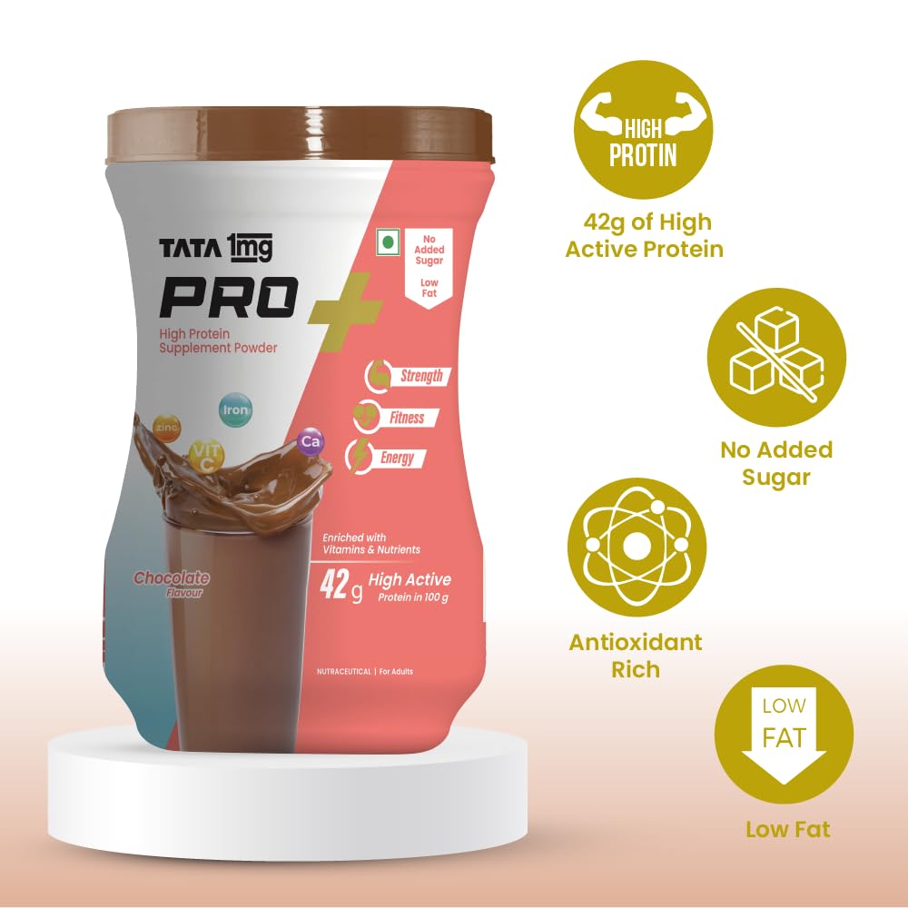 TATA 1MG Pro+ Soy Protein Supplement Powder, 400g, 23 Nutrients, Low Fat, No Added Sugar - ingredients panel