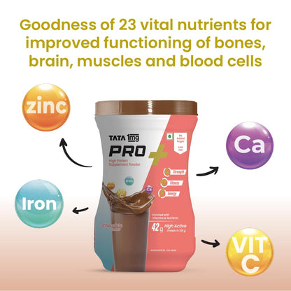TATA 1MG Pro+ Soy Protein Supplement Powder, 400g, 23 Nutrients, Low Fat, No Added Sugar - close-up detail