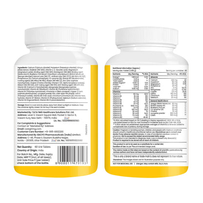 TATA 1MG Senior 50+ Multivitamin & Multimineral Veg Tablet, 24 Vitamins & Minerals - front view (11)