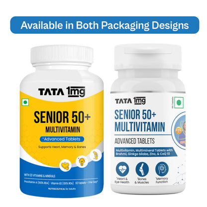 TATA 1MG Senior 50+ Multivitamin & Multimineral Veg Tablet, 24 Vitamins & Minerals - label detail (13)