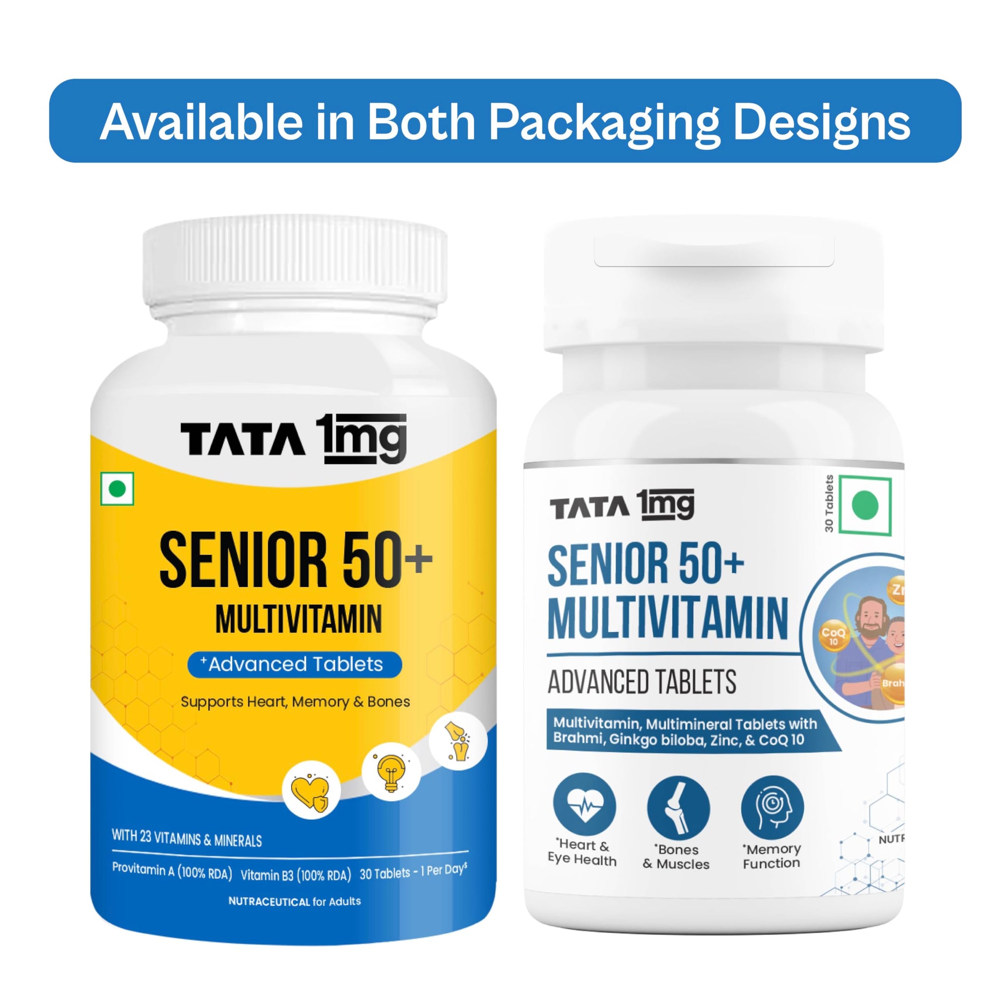 TATA 1MG Senior 50+ Multivitamin & Multimineral Veg Tablet, 24 Vitamins & Minerals - label detail