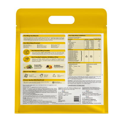 TATA 1MG Ultra Clean Whey Protein Concentrate Powder, 1kg, 24g Protein, 4.8g BCAA, 30B CFU Probiotics, 28 Sachets - front vie