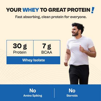 TATA 1MG Ultra Clean Whey Protein Concentrate Powder, 1kg, 24g Protein, 4.8g BCAA, 30B CFU Probiotics, 28 Sachets - packaging