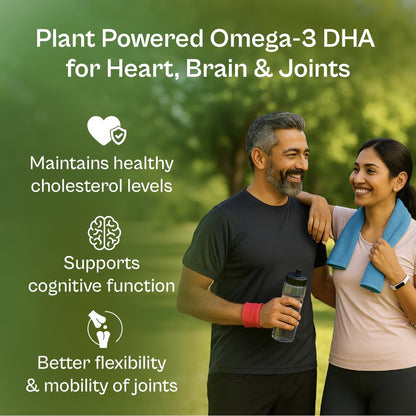 TATA 1MG Vegetarian Omega-3 Supplement, 60 Veg Capsules, 1000mg Algal Oil with 400mg DHA, Plant-Based, Adult - packaging