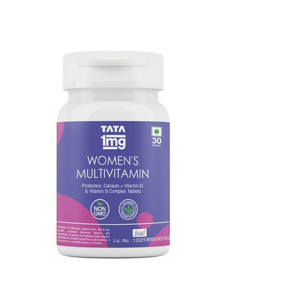 TATA 1MG Women's Multivitamin Dietary Supplement Veg Tablets with Zinc, Vitamin C, Calcium, Vitamin D & Iron, 52g