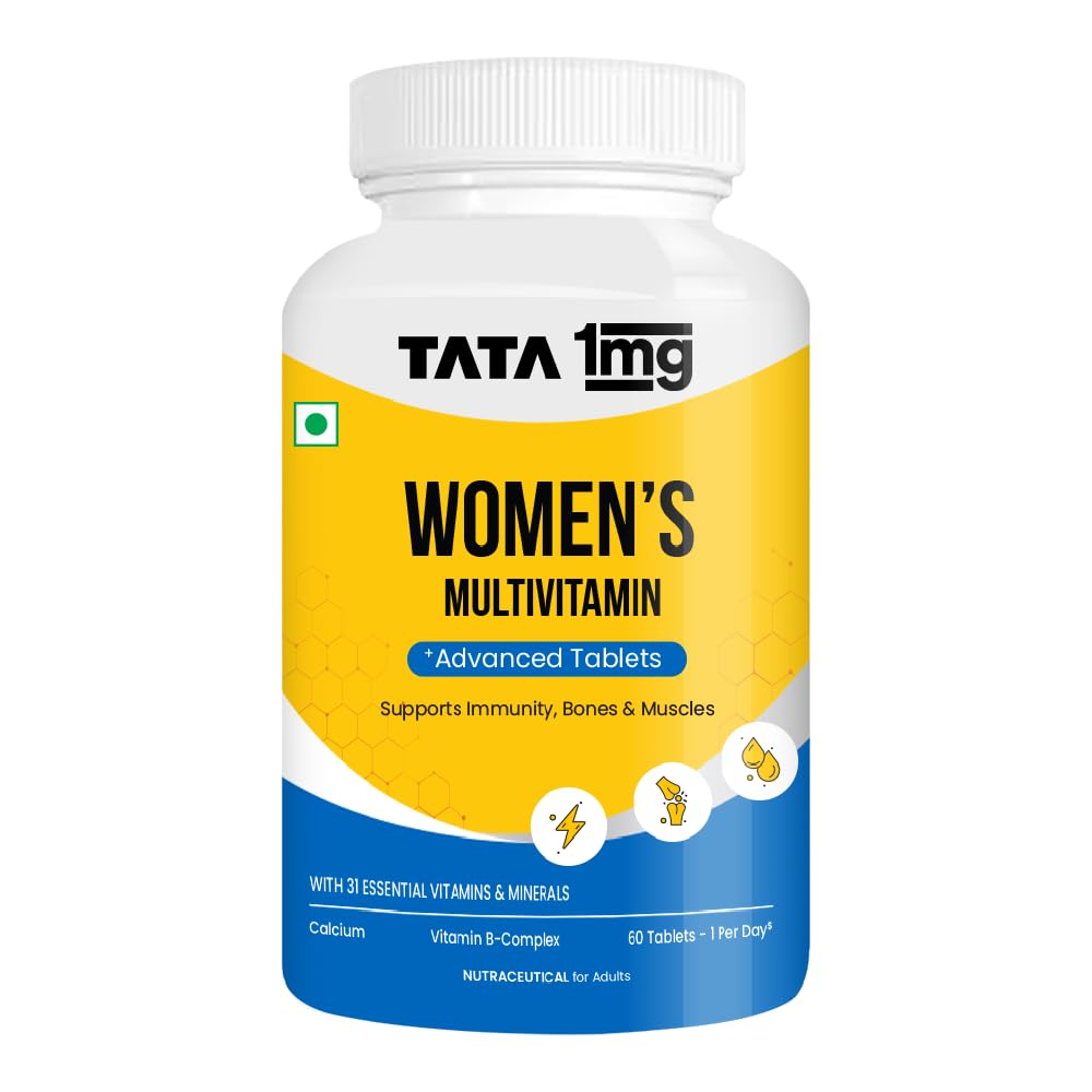 TATA 1MG Women's Multivitamin Dietary Supplement Veg Tablets with Zinc, Vitamin C, Calcium, Vitamin D & Iron, 52g (10)