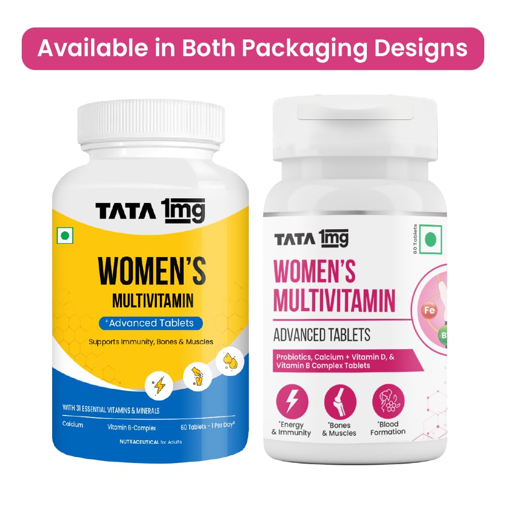 TATA 1MG Women's Multivitamin Dietary Supplement Veg Tablets with Zinc, Vitamin C, Calcium, Vitamin D & Iron, 52g - ingredien