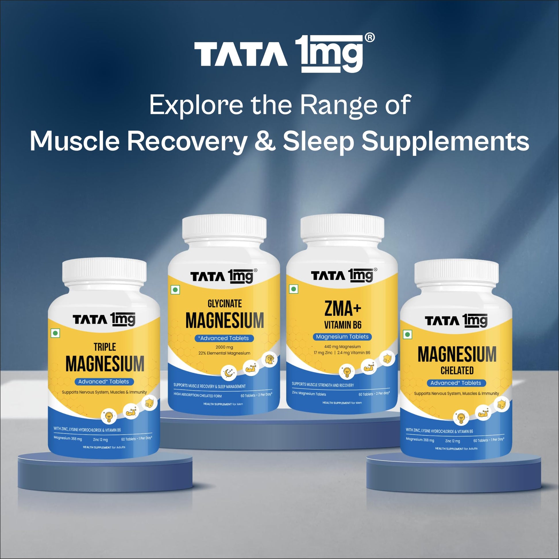 TATA 1MG ZMA+ Vitamin B6 Tablets, 60 Count, Mineral and Vitamin Supplement - in use