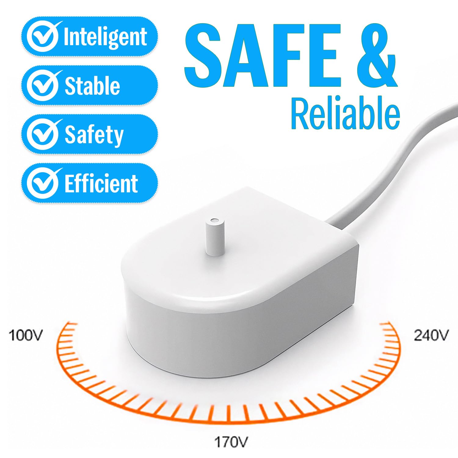 The AutoStory Oral-B Electric Toothbrush Replacement Charger, Universal Voltage 110-240V, Waterproof, Travel-Friendly, Compat