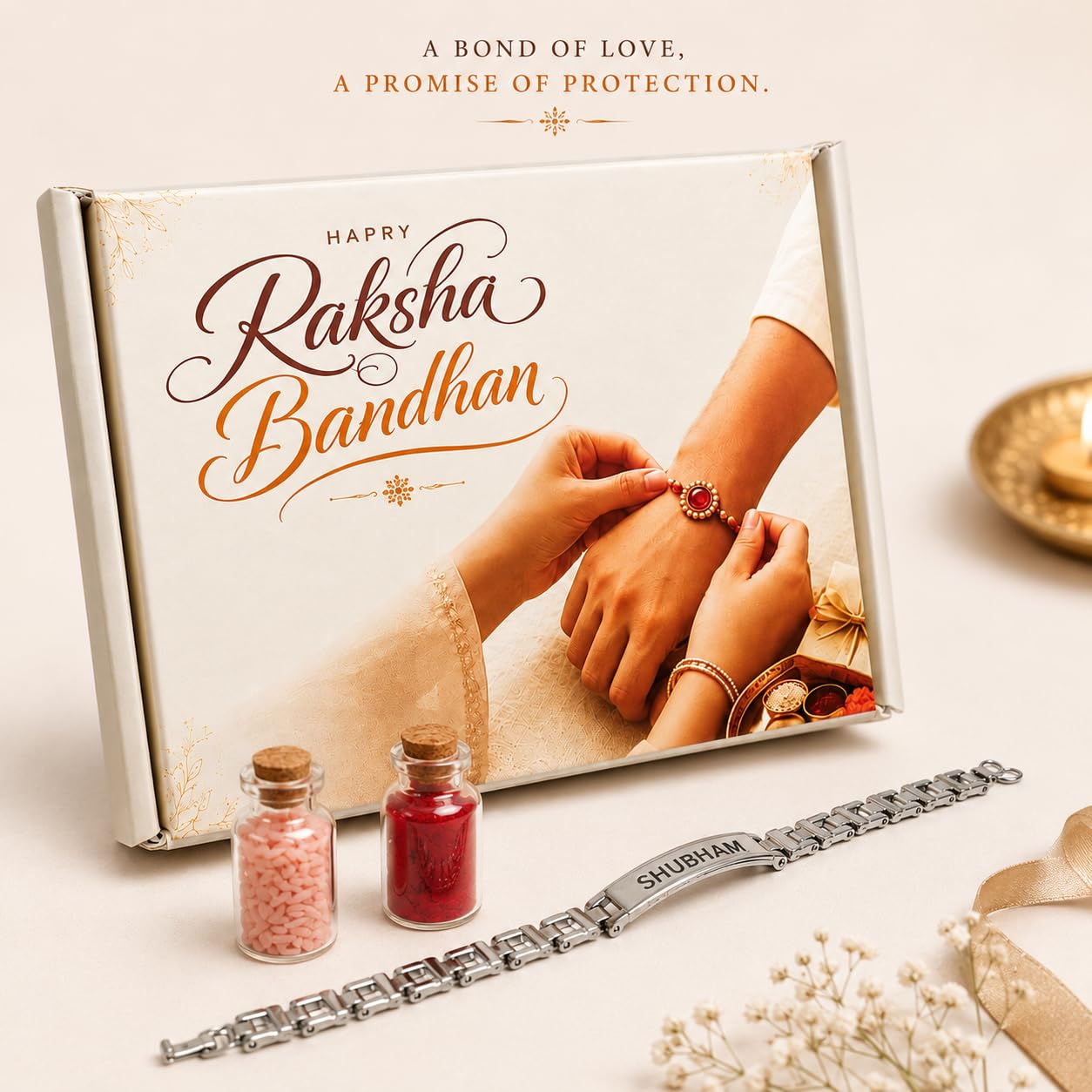 The Bae Gift Advocate Rudraksha Rakhi with Name | Personalized Name Rakhdi for Brother| Rakshabandhan Name Rudraksha Bracelet