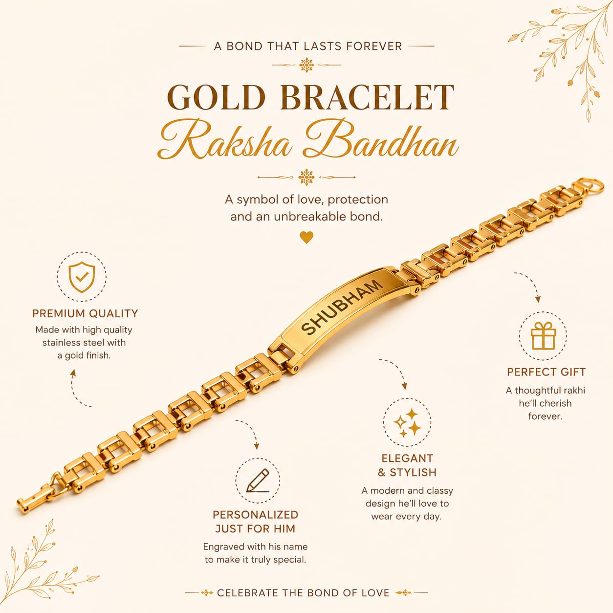 The Bae Gift Advocate Rudraksha Rakhi with Name | Personalized Name Rakhdi for Brother| Rakshabandhan Name Rudraksha Bracelet