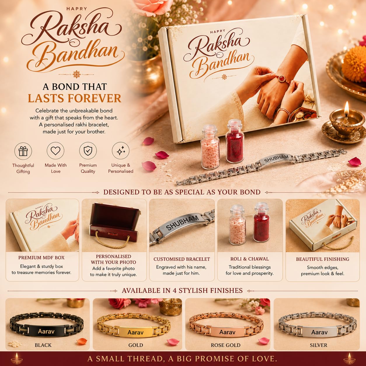 The Bae Gift Advocate Rudraksha Rakhi with Name | Personalized Name Rakhdi for Brother| Rakshabandhan Name Rudraksha Bracelet