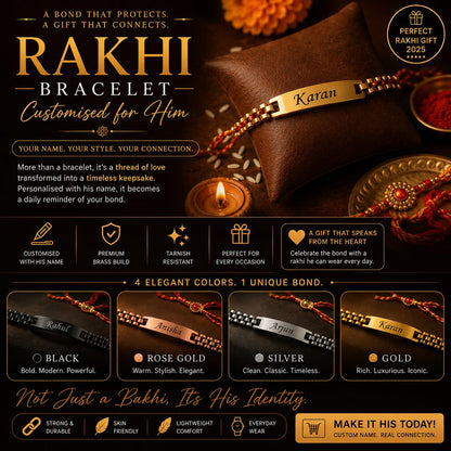 The Bae Gift Advocate Rudraksha Rakhi with Name | Personalized Name Rakhdi for Brother| Rakshabandhan Name Rudraksha Bracelet