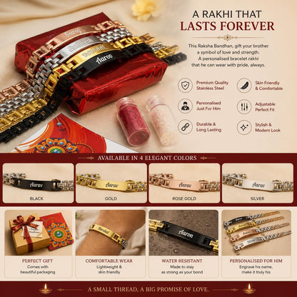 The Bae Gift Advocate Rudraksha Rakhi with Name | Personalized Name Rakhdi for Brother| Rakshabandhan Name Rudraksha Bracelet