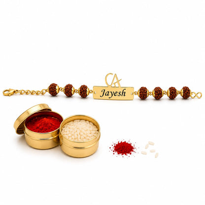 The Bae Gift Advocate Rudraksha Rakhi with Name | Personalized Name Rakhdi for Brother| Rakshabandhan Name Rudraksha Bracelet