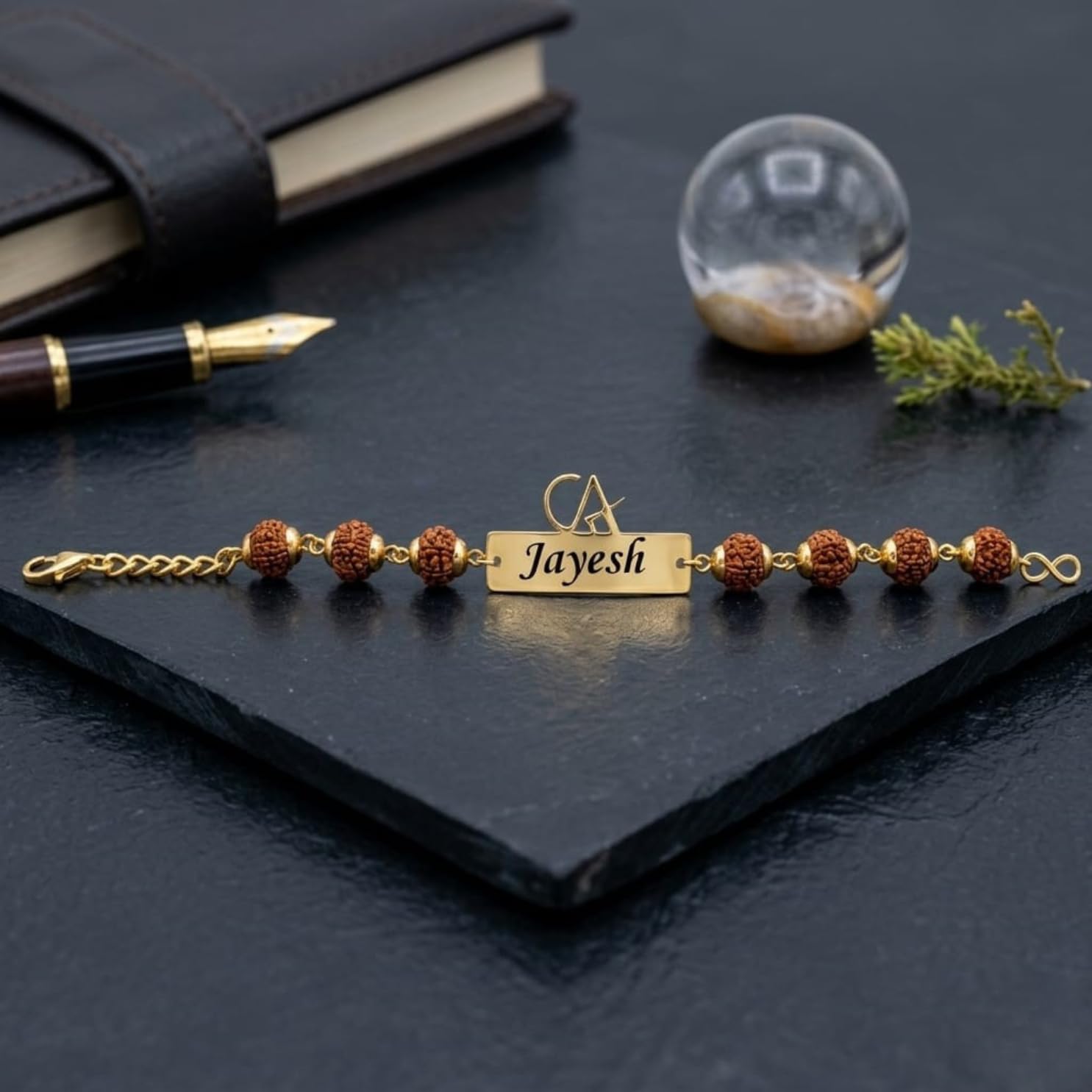 The Bae Gift Advocate Rudraksha Rakhi with Name | Personalized Name Rakhdi for Brother| Rakshabandhan Name Rudraksha Bracelet