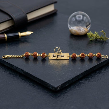 The Bae Gift Advocate Rudraksha Rakhi with Name | Personalized Name Rakhdi for Brother| Rakshabandhan Name Rudraksha Bracelet