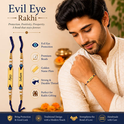 The Bae Gift Advocate Rudraksha Rakhi with Name | Personalized Name Rakhdi for Brother| Rakshabandhan Name Rudraksha Bracelet