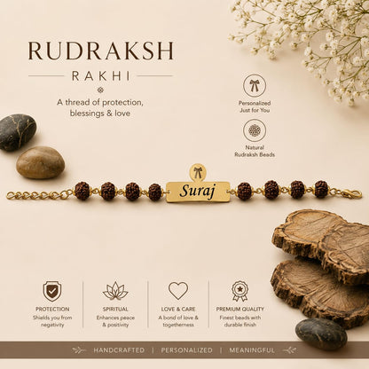 The Bae Gift Advocate Rudraksha Rakhi with Name | Personalized Name Rakhdi for Brother| Rakshabandhan Name Rudraksha Bracelet