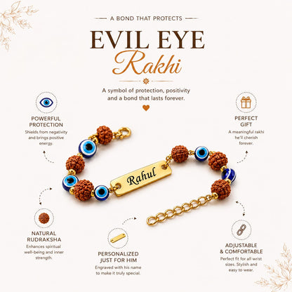 The Bae Gift Advocate Rudraksha Rakhi with Name | Personalized Name Rakhdi for Brother| Rakshabandhan Name Rudraksha Bracelet