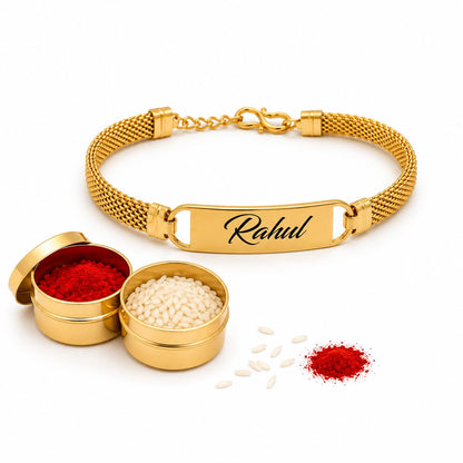 The Bae Gift Advocate Rudraksha Rakhi with Name | Personalized Name Rakhdi for Brother| Rakshabandhan Name Rudraksha Bracelet