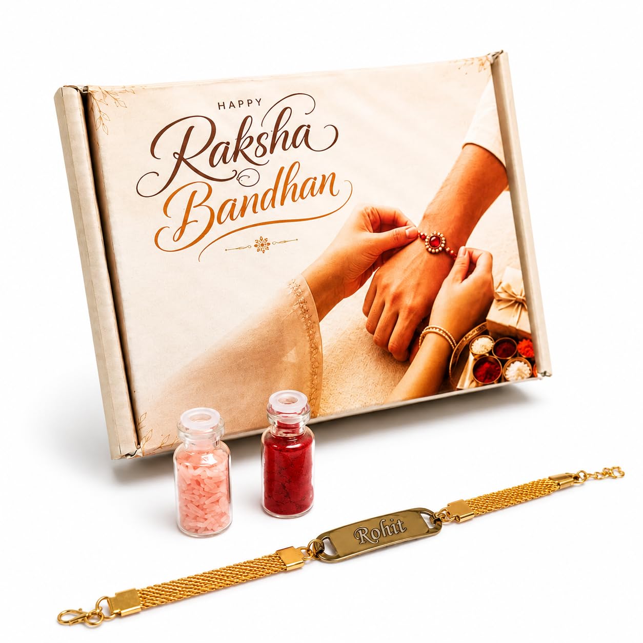 The Bae Gift Advocate Rudraksha Rakhi with Name | Personalized Name Rakhdi for Brother| Rakshabandhan Name Rudraksha Bracelet