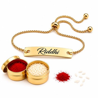 The Bae Gift Advocate Rudraksha Rakhi with Name | Personalized Name Rakhdi for Brother| Rakshabandhan Name Rudraksha Bracelet
