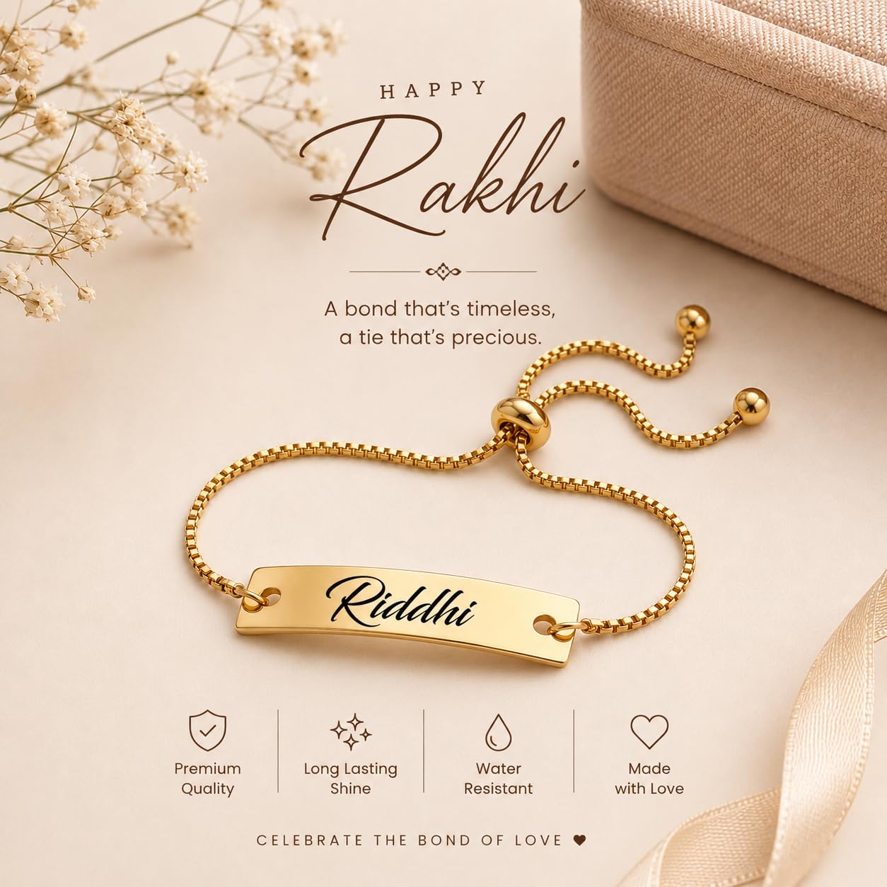 The Bae Gift Advocate Rudraksha Rakhi with Name | Personalized Name Rakhdi for Brother| Rakshabandhan Name Rudraksha Bracelet