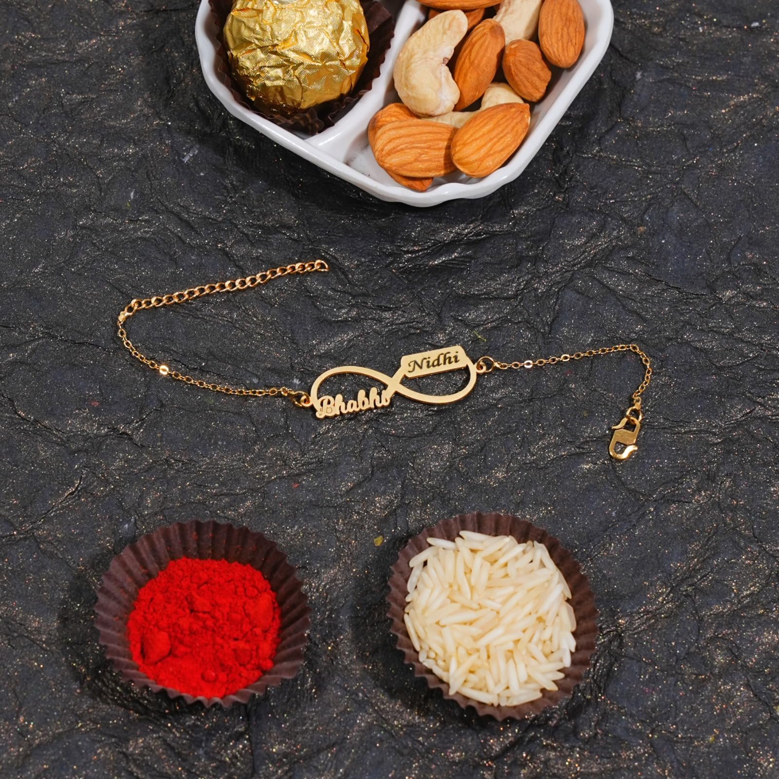 The Bae Gift Advocate Rudraksha Rakhi with Name | Personalized Name Rakhdi for Brother| Rakshabandhan Name Rudraksha Bracelet